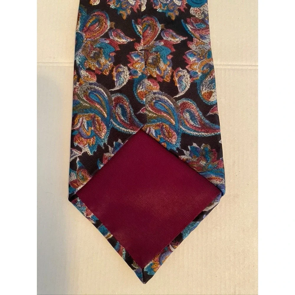 Sheaf & Caber Mens Paisley Silk Tie Multi-Color Italian Fabric Made in USA